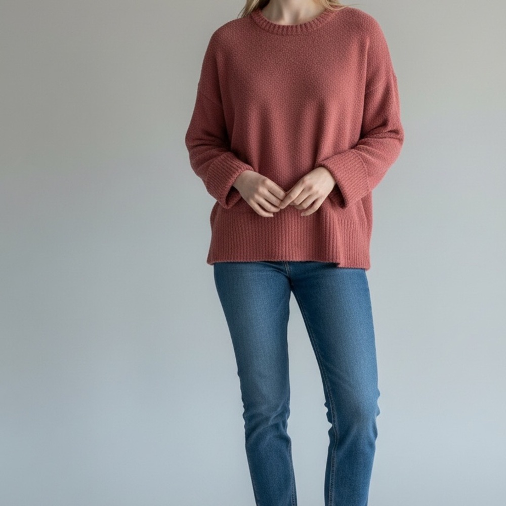 Women's Crew Neck Sweater - Pink